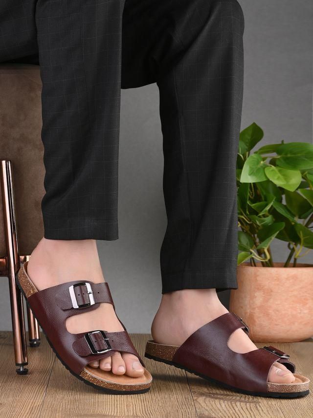 Mens Arizona Cherry Leather Slippers h5swdg-k7