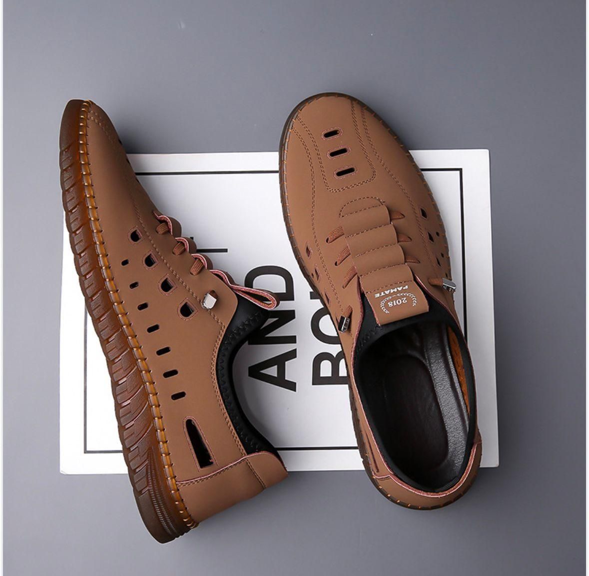 Men's Stylish Laser Cut Tan Casual Shoes h5swdg-k7