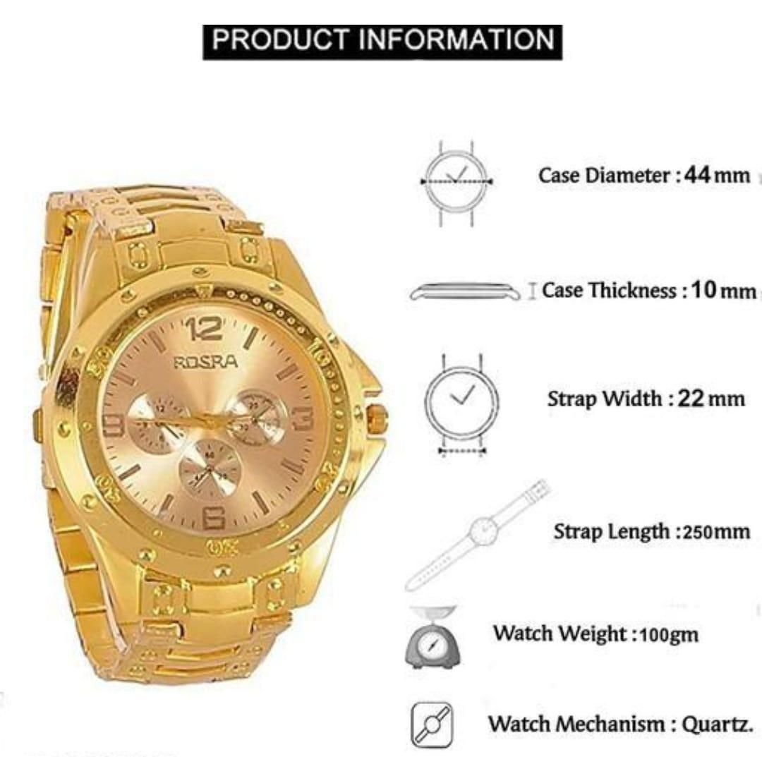 Men's Golden Stainless Steel Watches (Premium) h5swdg-k7