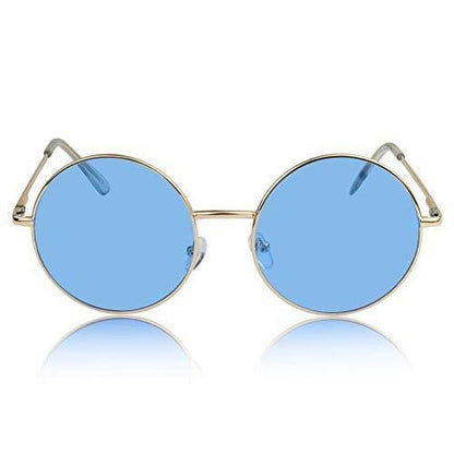Unisex Round Frame Blue Sunglasses h5swdg-k7