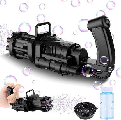 Bubble Gun- 8 Hole Automatic Gatling Bubble Gun Blower Maker, with 3 Batteries and Bubble Water(Assorted Color) h5swdg-k7