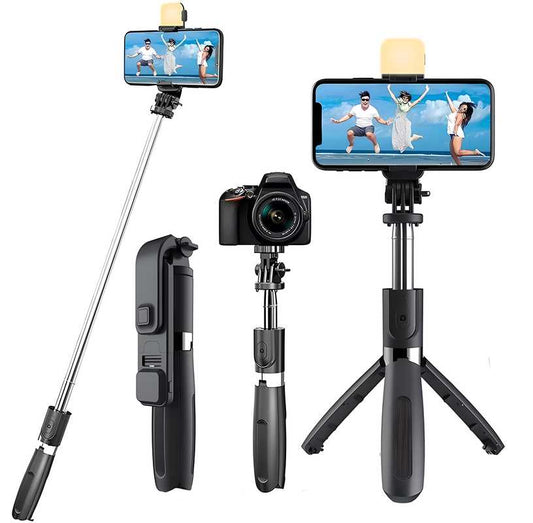 Extendable Flash 3-in-1 Selfie Stick Tripod with Bluetooth Remote h5swdg-k7