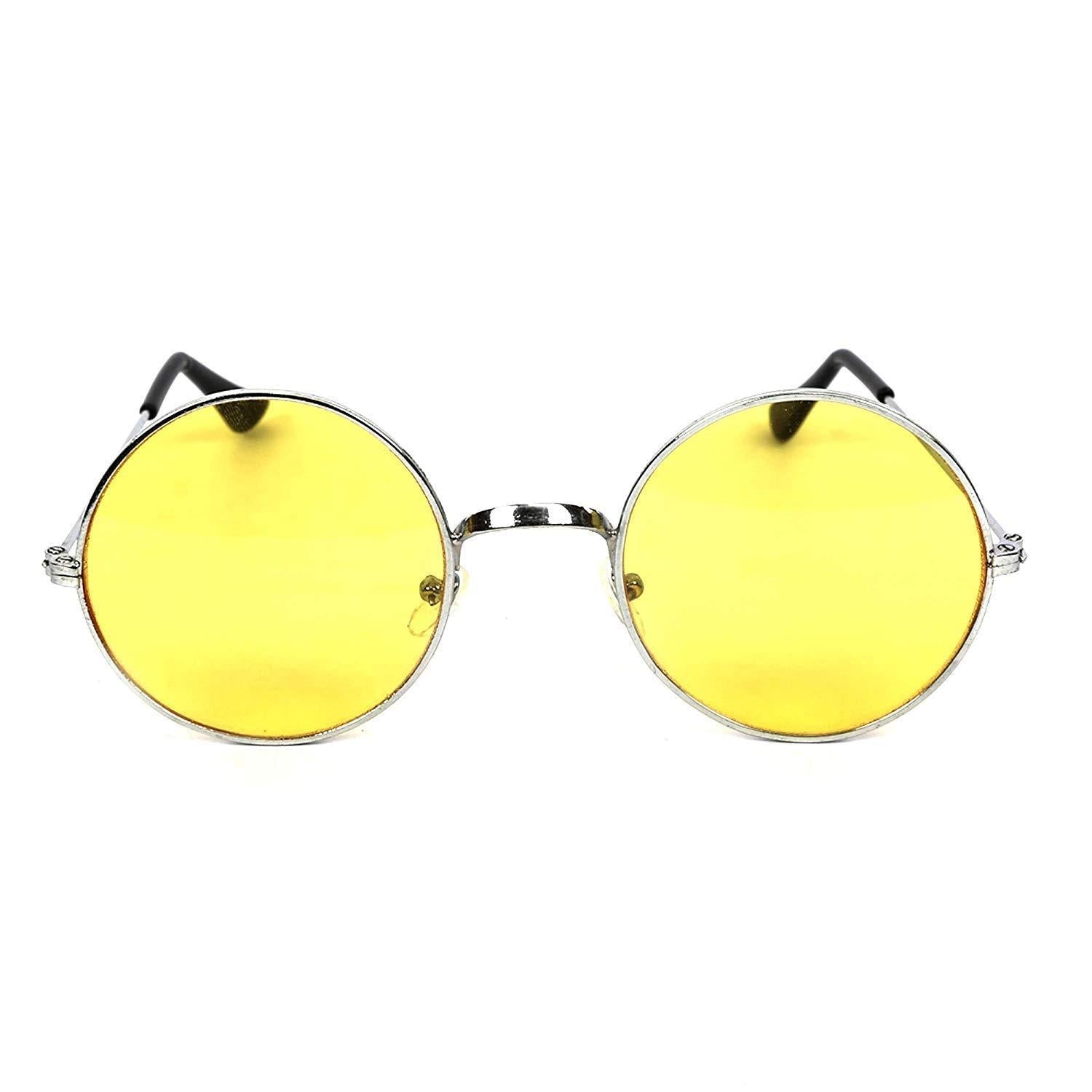 Unisex Free Size Round Sunglasses (Yellow) h5swdg-k7