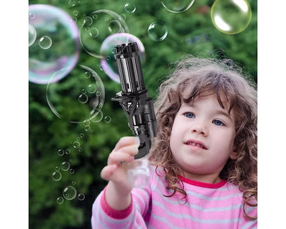 Bubble Gun- 8 Hole Automatic Gatling Bubble Gun Blower Maker, with 3 Batteries and Bubble Water(Assorted Color) h5swdg-k7