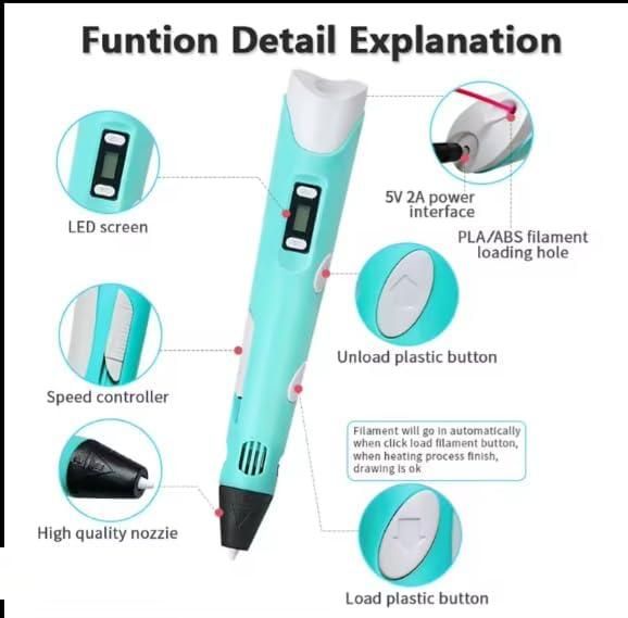 3D Printer Pen for Kids ? Complete 3D Drawing Pen Set with PLA Filament (Random Color)� h5swdg-k7