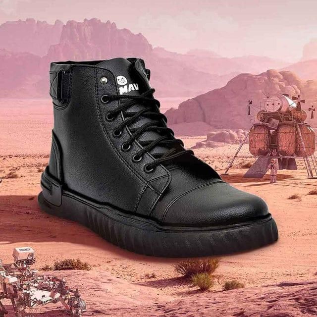 Men's Korean Style High Top Casual Shoes For Men (Black) h5swdg-k7