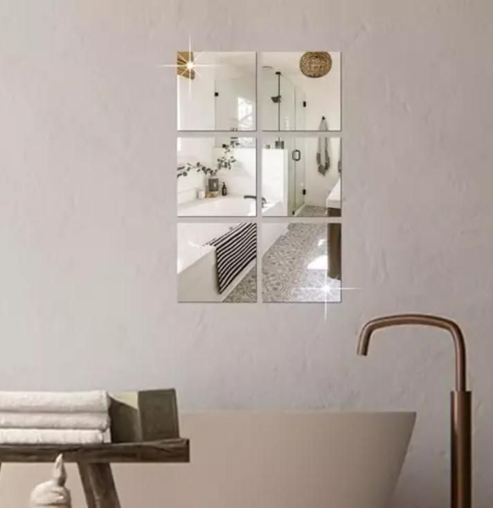 Big Square Silver 3D Acrylic Mirror Wall Sticker (Pack of 1) h5swdg-k7