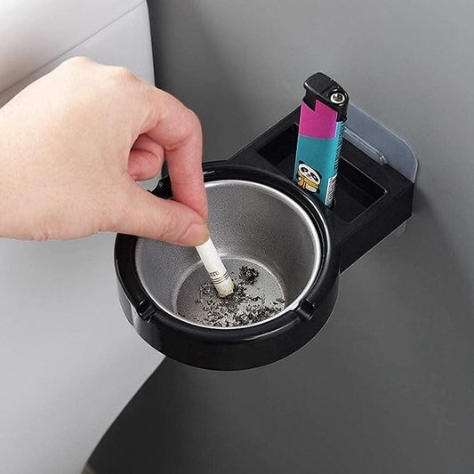 Stainless Steel Wall-Mounted Ashtray & Cigarette Lighter Storage Rack h5swdg-k7