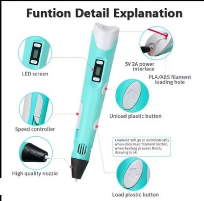 3D Printer Pen for Kids ? Complete 3D Drawing Pen Set with PLA Filament (Random Color)� h5swdg-k7