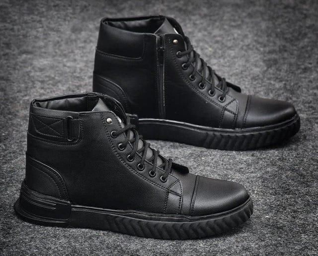 Men's Korean Style High Top Casual Shoes For Men (Black) h5swdg-k7