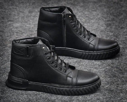 Men's Korean Style High Top Casual Shoes For Men (Black) h5swdg-k7