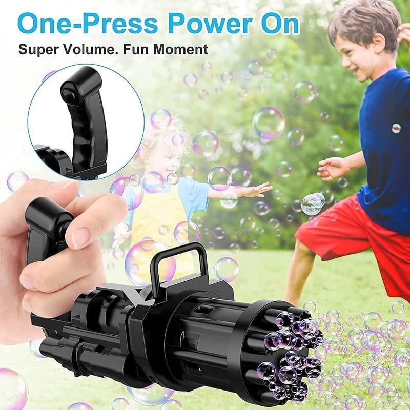 Bubble Gun- 8 Hole Automatic Gatling Bubble Gun Blower Maker, with 3 Batteries and Bubble Water(Assorted Color) h5swdg-k7