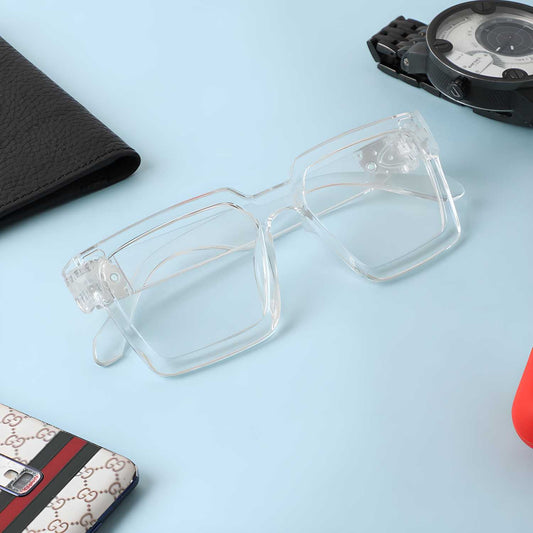 Unisex Free Size Retro Square Sunglasses (Transparent) h5swdg-k7
