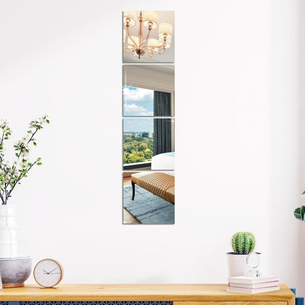 Big Square Silver 3D Acrylic Mirror Wall Sticker (Pack of 1) h5swdg-k7