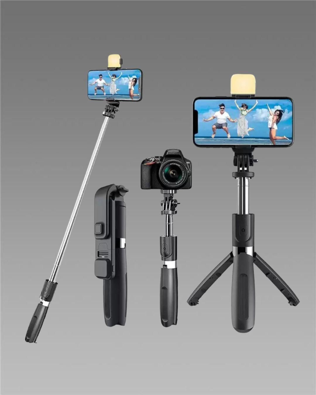 Extendable Flash 3-in-1 Selfie Stick Tripod with Bluetooth Remote h5swdg-k7