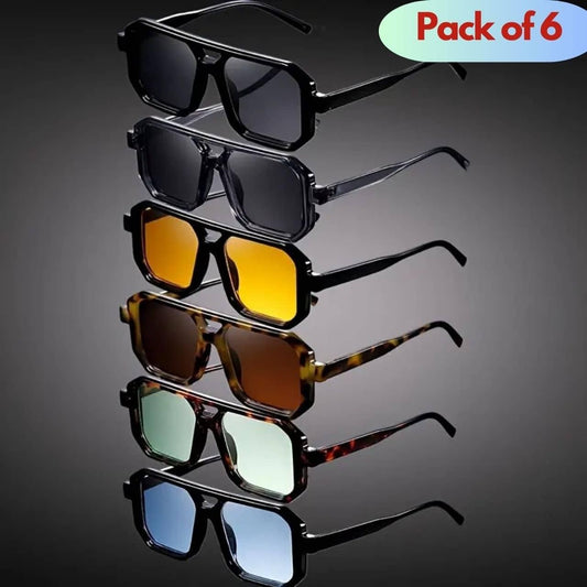 Vintage Square Frame Glasses Pack of 6 h5swdg-k7