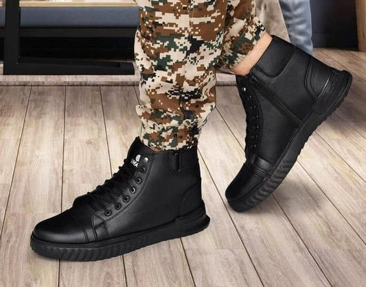 Men's Korean Style High Top Casual Shoes For Men (Black) h5swdg-k7