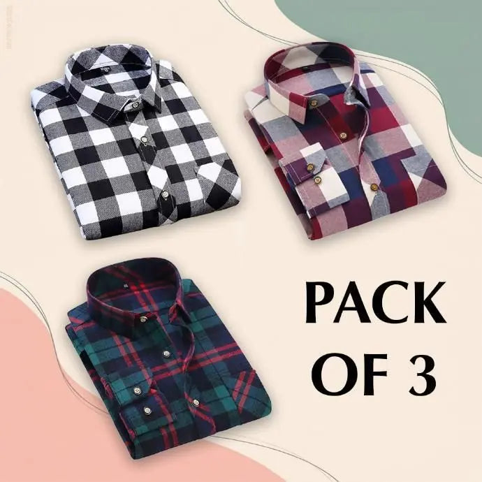 Men's Checkered Casual Shirt Pack of 3 h5swdg-k7