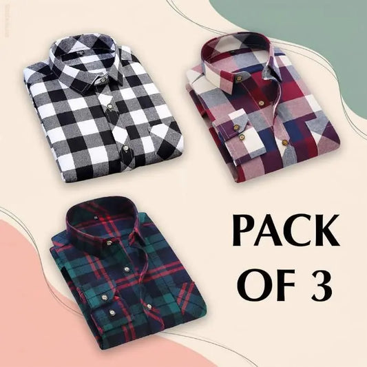 Men's Checkered Casual Shirt Pack of 3 h5swdg-k7